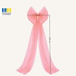 Бант декоративний 65 x 200 см великий фатиновий святковий пудра - фото 4