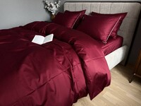 Комплект Бордовый сатин LUX наволочки с кантом, SD-1652 Комфорт-текстиль, все размеры, пошив на заказ