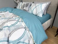 Комплект постельного белья Бриз Turkish Cotton, двусторонний, белый с бирюзовыми волнами - фото 4