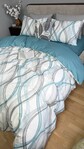 Комплект постельного белья Бриз Turkish Cotton, двусторонний, белый с бирюзовыми волнами - фото 7