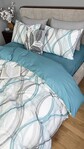 Комплект постельного белья Бриз Turkish Cotton, двусторонний, белый с бирюзовыми волнами - фото 9