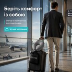 Дорожня подушка рогалик TRAVEL IDEIA, 27 x 26 x 17 см, з ефектом пам’яті та охолоджуючим трикотажем, сіра, ТМ IDEIA - фото 16