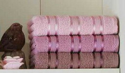 Набор полотенец 3 шт Gursan Cotton Stripe Mikro Delux 70x140 (Stripe - Pudra)