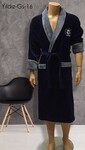 Халат чоловiчий велюр-махра розмір 2XL Dark-Blue ТМ Gursan