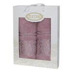Подарочный набор махровых полотенец 2 шт., 50 x 90 см., 70 x 140 см., Damask Ornament-Powder, ТМ Gulcan