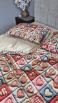 Комплект постільної білизни Кантрі Cotton 5D бежевий горошок із сердечками - фото 20