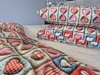 Комплект постільної білизни Кантрі Cotton 5D бежевий горошок із сердечками - фото 2