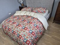 Комплект постільної білизни Кантрі Cotton 5D бежевий горошок із сердечками - фото 7