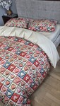 Комплект постільної білизни Кантрі Cotton 5D бежевий горошок із сердечками - фото 9