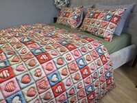 Комплект постільної білизни Кантрі Cotton 5D хакі із сердечками - фото 20