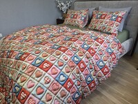 Комплект постільної білизни Кантрі Cotton 5D хакі із сердечками