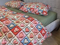 Комплект постільної білизни Кантрі Cotton 5D хакі із сердечками - фото 2