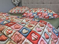 Комплект постільної білизни Кантрі Cotton 5D хакі із сердечками - фото 8