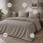 Комплект постельного белья Cloud Dream, евро, микросатин жатка, серо-бежевый, в подарочной упаковке, ТМ IDEIA - фото 29