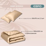 Комплект постільної білизни євро, підковдра 200 x 220 см та 2 наволочки 50 x 70 см, преміум сатин, беж, ТМ IDEIA - фото 2