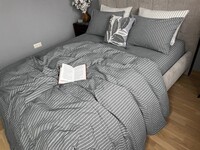 Комплект постільної білизни Favorite Washed Cotton (варена бавовна), в смужку сірий - фото 16