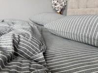 Комплект постільної білизни Favorite Washed Cotton (варена бавовна), в смужку сірий - фото 17