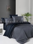 Комплект постільної білизни First Choice сатин DARK ДЕЛЮКС євро (Serenity Dark Grey - Navy Blue)