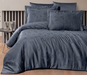 Комплект постельного белья First Choice Жаккард DARK сатин евро (Corina Denim) - фото 1