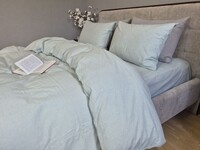 Комплект постільної білизни Light Azure, Варена бавовна аквамаринова W1061 - фото 4