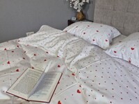 Комплект постільної білизни Сатин PREMIUM Love Story із сердечками - фото 15