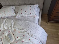Комплект постільної білизни Сатин PREMIUM Love Story із сердечками - фото 2