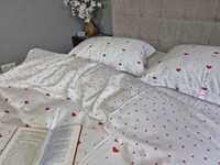 Комплект постільної білизни Сатин PREMIUM Love Story із сердечками - фото 8