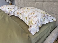 Комплект постільної білизни Сатин PREMIUM Seville оливковий з півонією - фото 16