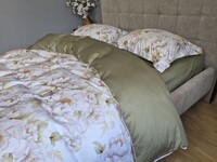Комплект постільної білизни Сатин PREMIUM Seville оливковий з півонією - фото 4