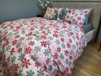 Комплект постельного белья Снежинка серая, серая гавань, Фланель, Турция - фото 6