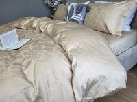 Комплект постельного белья Tiara Beige, Сатин Жаккард, ТМ Комфорт-текстиль - фото 6