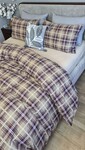 Комплект постільної білизни Наві/бежева пастель Turkish Flannel в клітинку - фото 4