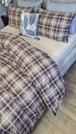 Комплект постільної білизни Наві/бежева пастель Turkish Flannel в клітинку - фото 11