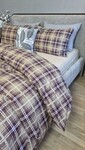 Комплект постільної білизни Наві/бежева пастель Turkish Flannel в клітинку - фото 12