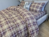 Комплект постільної білизни Наві Turkish flannel пастель у шотландську клітинку - фото 2