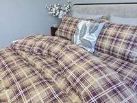 Комплект постільної білизни Наві Turkish flannel пастель у шотландську клітинку - фото 6