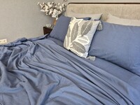 Комплект постільної білизни Синій Turkish Flannel однотонний S199 - фото 6