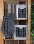 Подарочный набор махровых полотенец 2 шт., 50 x 90 см., 70 x 140 см., Damask Ornament-Dark-grey, ТМ Gulcan - фото 4