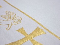 Крижма для хрещення 70 x 140 см. із золотою вишивкою ангелів, махрова, велюрова, 100 Бавовна - фото 2