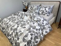 Постельное белье Marko Grey Gofre Duo (Ранфорс), серый геометрический принт - фото 9
