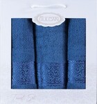 Набор из 3-х махровых полотенец, 50 x 90 см x 2шт, 70 x 140 см, Cotton Ornament blue, ТМ Gulcan 