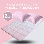 Набір WomenTime євро ковдра 200 x 220 і 2 подушки 50 x 70 см  маска для сну, штучний пух, в коробці, ТМ IDEIA - фото 5