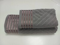 Набор махровых полотенец LUX COTTON YENI Баня + Лицо, 100% Хлопок, Серый, Турция