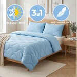 Набор NordicBlue, евро одеяло 200 x 220 см и 2 шт подушки 50 x 70 см, искусственный пух, антиаллергенный, голубой, ТМ IDEIA - фото 11