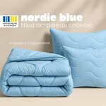 Набор NordicBlue, евро одеяло 200 x 220 см и 2 шт подушки 50 x 70 см, искусственный пух, антиаллергенный, голубой, ТМ IDEIA - фото 3
