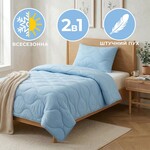 Набір NordicBlue, полуторна ковдра 140 x 210 см та подушка 50 x 70 см, штучний пух, антиалергенний, блакитний, ТМ IDEIA - фото 12