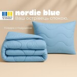 Набір NordicBlue, полуторна ковдра 140 x 210 см та подушка 50 x 70 см, штучний пух, антиалергенний, блакитний, ТМ IDEIA - фото 4