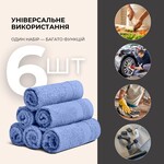 Набір махрових рушників 6 шт, серветки 30 x 30 см, натуральна бавовна 550 гм2, сині, ТМ IDEIA - фото 2