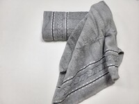 Набор из 2-х махровых полотенец лицо и баня VIP COTTON FILIZ, серый - фото 2