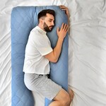 Наволочка на П-подушку стеганная для беременных и отдыха 140 x 75 x 20 см с молнией джинс/св.серая - фото 3